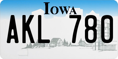 IA license plate AKL780