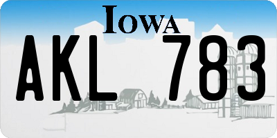 IA license plate AKL783