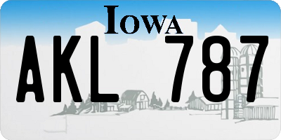 IA license plate AKL787