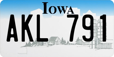 IA license plate AKL791