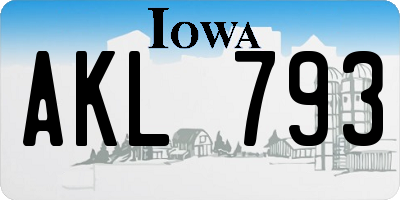 IA license plate AKL793