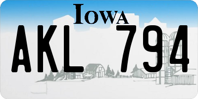 IA license plate AKL794