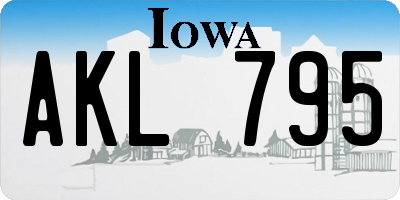 IA license plate AKL795