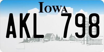 IA license plate AKL798