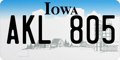 IA license plate AKL805