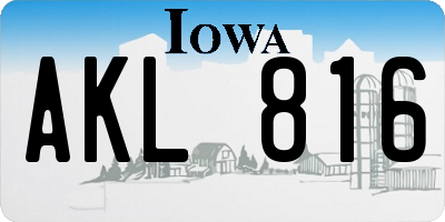 IA license plate AKL816