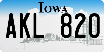 IA license plate AKL820