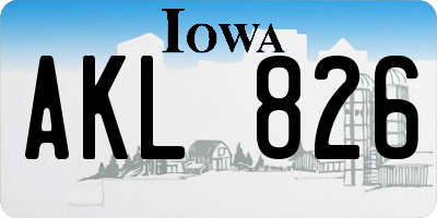 IA license plate AKL826