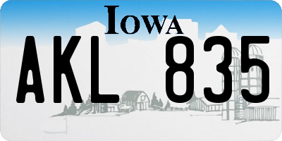 IA license plate AKL835