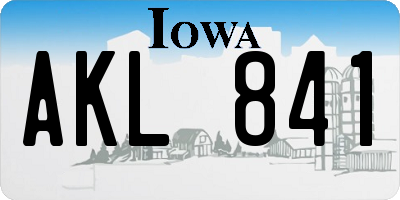 IA license plate AKL841
