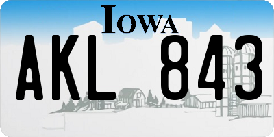 IA license plate AKL843