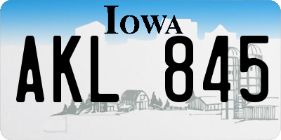 IA license plate AKL845