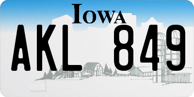 IA license plate AKL849
