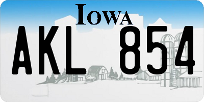 IA license plate AKL854