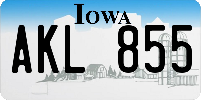 IA license plate AKL855