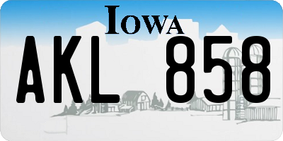 IA license plate AKL858