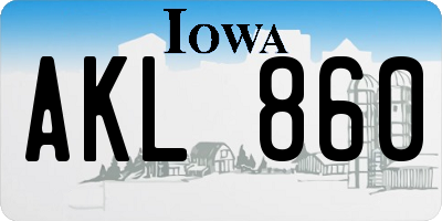 IA license plate AKL860
