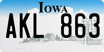 IA license plate AKL863