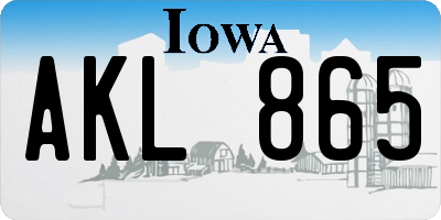 IA license plate AKL865