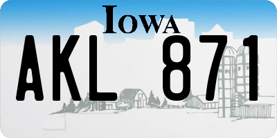 IA license plate AKL871