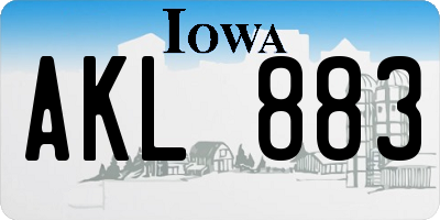 IA license plate AKL883