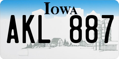 IA license plate AKL887