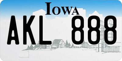 IA license plate AKL888