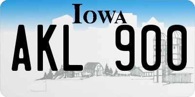 IA license plate AKL900