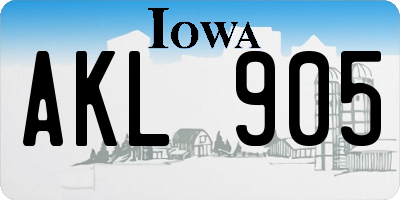 IA license plate AKL905
