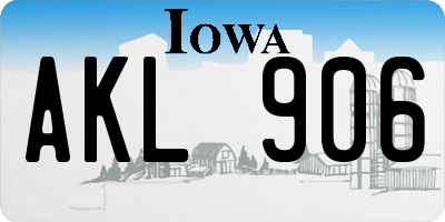 IA license plate AKL906