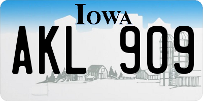 IA license plate AKL909