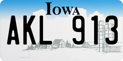 IA license plate AKL913