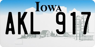 IA license plate AKL917