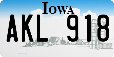 IA license plate AKL918