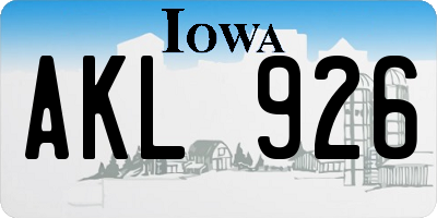 IA license plate AKL926