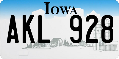 IA license plate AKL928