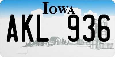 IA license plate AKL936