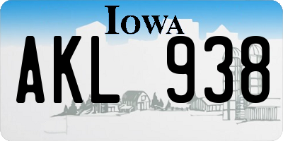 IA license plate AKL938