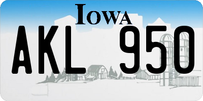 IA license plate AKL950