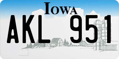 IA license plate AKL951