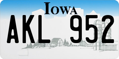 IA license plate AKL952