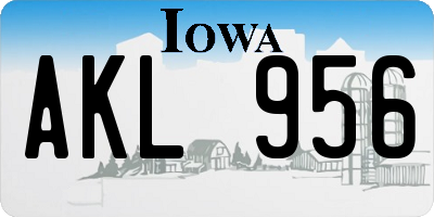 IA license plate AKL956