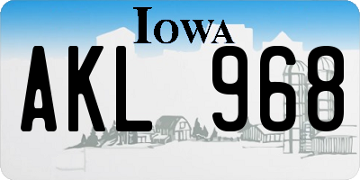 IA license plate AKL968