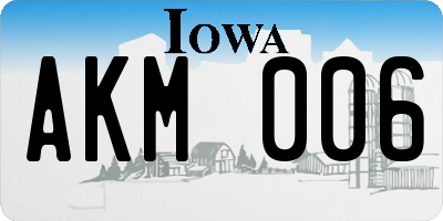 IA license plate AKM006
