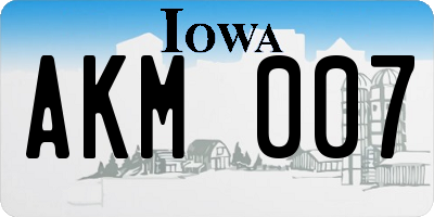 IA license plate AKM007