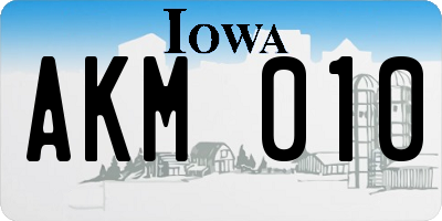 IA license plate AKM010