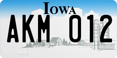 IA license plate AKM012