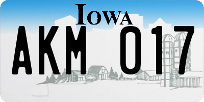 IA license plate AKM017