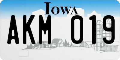 IA license plate AKM019