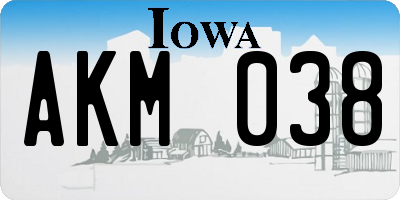 IA license plate AKM038